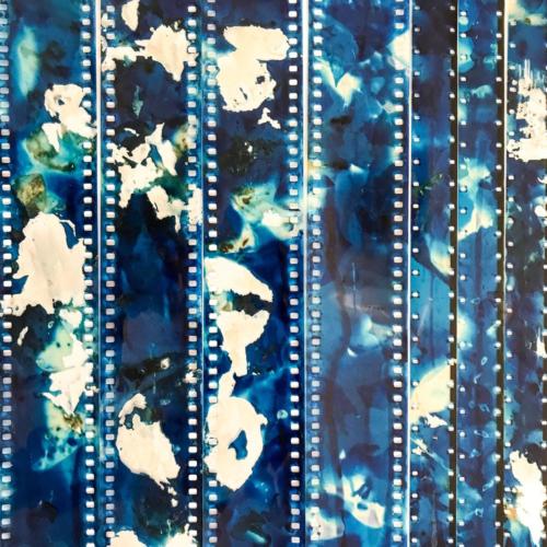 untitled cyanotype film strips